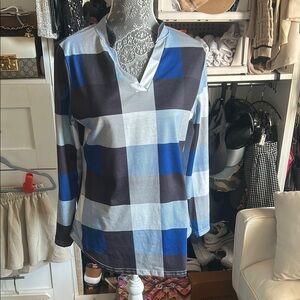 Blue and Black Checkered Woman’s Shirt